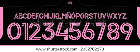 font vector team usa 2023 - 2024 kit sport style. United States soccer font. football style font with dynamic lines. messi, inter miami. major league. sports style letters and numbers for soccer team