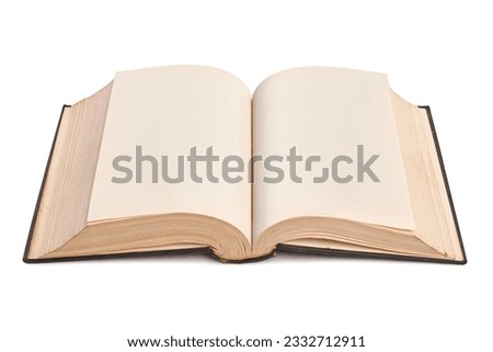 open old book on white background, Royalty-Free Stock Photo #2332712911