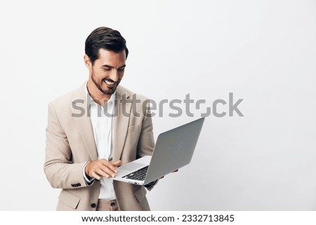 man computer internet job thoughtful freelancer business suit copyspace digital laptop