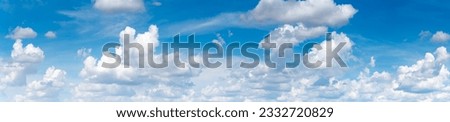 Panorama of blue sky and White cloud nature background. Panoramic of Beautiful cloud in blue sky.