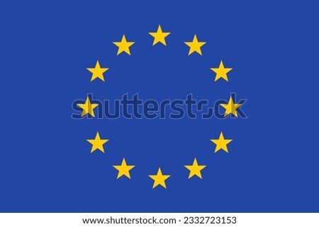 Flag of the European Union. Standard color. Standard size. A rectangular flag. Icon design. Computer illustration. Digital illustration. Vector illustration. Royalty-Free Stock Photo #2332723153