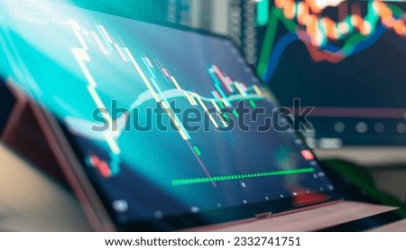 analysis on the monitor of a computer. Fundamental and technical analysis Royalty-Free Stock Photo #2332741751