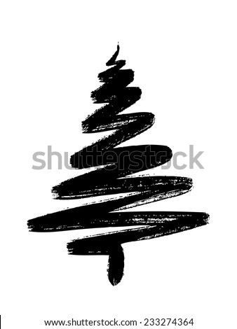 hand drawn Christmas tree isolated on a white background
