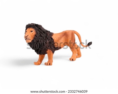 Miniature lion animal on white background side view