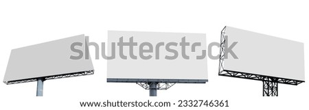 Collection set pole outdoor billboard isolated on white background with clipping path