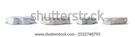 Realistic set of rough stone platforms on transparent background. Vector illustration of broken concrete pieces, natural rocks for luxury beauty product presentation, interior design material sample Royalty-Free Stock Photo #2332748793