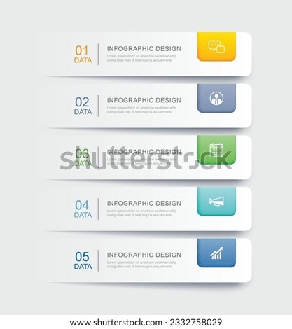 5 data infographics tab paper index template. Vector illustration abstract background. Royalty-Free Stock Photo #2332758029
