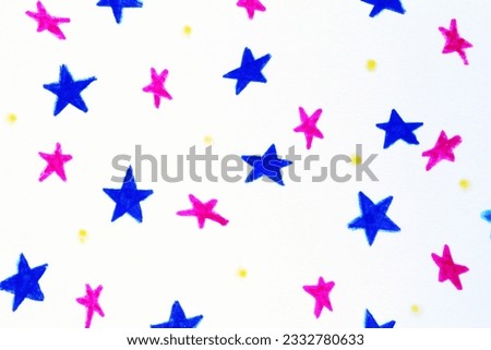 Felt pen doodle blue and pink star scribbles. Abstract texture drawn with felt-tip pen. colorful felt tip ink markers handwritten drawn lines. Sketch concept. Seamless pattern Royalty-Free Stock Photo #2332780633