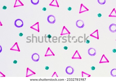 Felt pen doodle scribbles with dots, circle and triangle. Abstract texture drawn with felt-tip pen. colorful felt tip ink markers handwritten drawn lines. Sketch concept. Seamless pattern Royalty-Free Stock Photo #2332781987