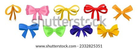 Colorful Ribbon Bow as Decorative Knot Vector Set Royalty-Free Stock Photo #2332825351
