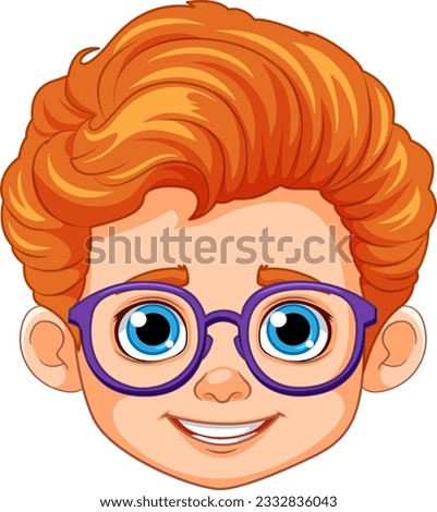Boy Head with Orange Hair and Blue Eyes illustration