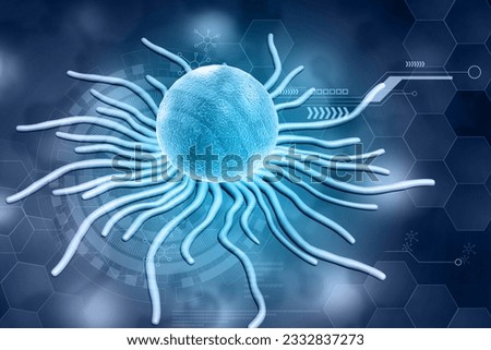 Human Cancer cells,
 T-Cells, Tumor cells. 3d illustration	 Royalty-Free Stock Photo #2332837273