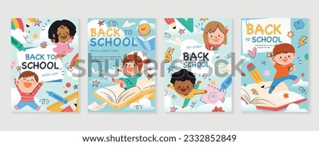 Back to school vector banners. Background design with children and education accessories element. Kids hand drawn flat design for poster , wallpaper, website and cover template.
