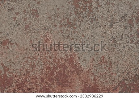 Weathered old metal surface damaged with rust. Wall background painted red. Abstract detailed texture. Easily add depth to your designs.