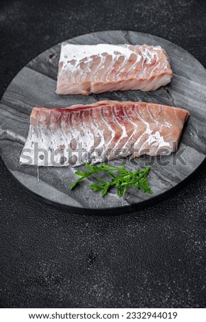 white fish fillet fresh cod fish seafood meal food snack on the table copy space food background rustic top view 