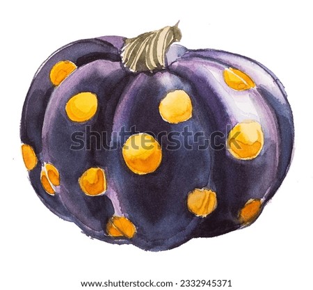 Watercolor hand painted jack o lanternclipart set isolated on a white background.Halloween design.Thanksgiving illustration.Autumn party clip art set.