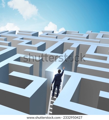 Businessman trying to escape from maze Royalty-Free Stock Photo #2332950427