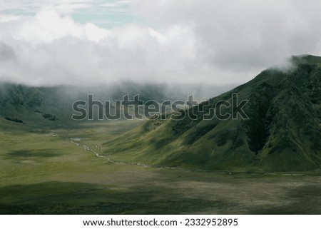 The beauty of the mountain scenery covered in clouds