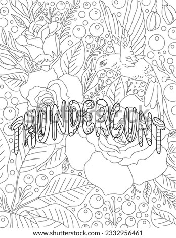 Swear Word Adult Coloring Page. Beautiful Coloring Page. Line Art Vector. Adult Coloring Book Page.