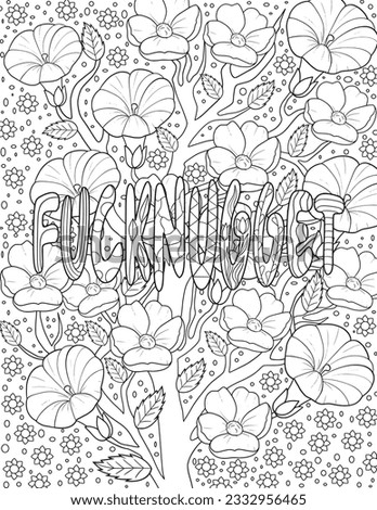 Swear Word Adult Coloring Page. Beautiful Coloring Page. Line Art Vector. Adult Coloring Book Page.