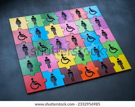 Multi-colored puzzle with figures as a symbol of diversity and inclusion.