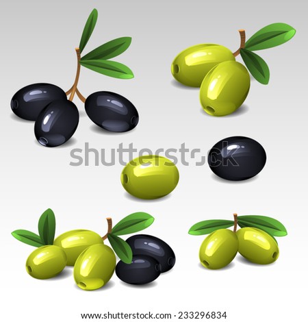 Black and green olives Royalty-Free Stock Photo #233296834