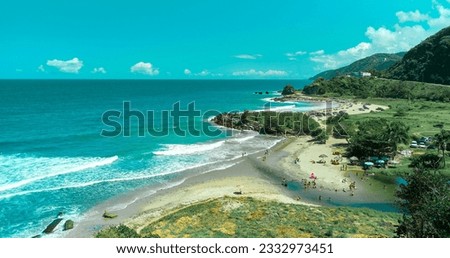 Panoramic aerial view of the beach Los Caracas, La Guaira, coastal road - Venezuela. Vargas state coastline Royalty-Free Stock Photo #2332973451