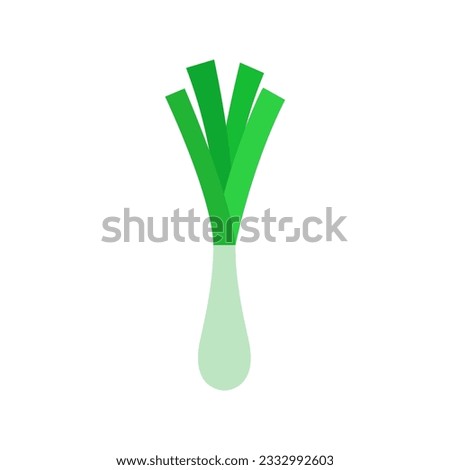 Green spring onions flat design vector illustration. Green onions, Allium. Salad onions, wild cherries, shallots, leeks, skoroda and Chinese onions. A herbaceous plant from the Onion family. Royalty-Free Stock Photo #2332992603