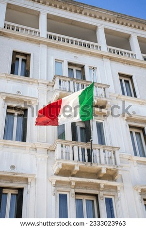 Flag of italy Red Yellow Gilded Winged Lion