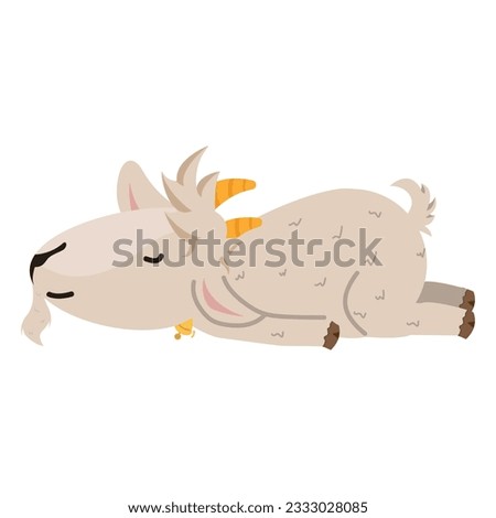 Cute goat sleeping character cartoon 