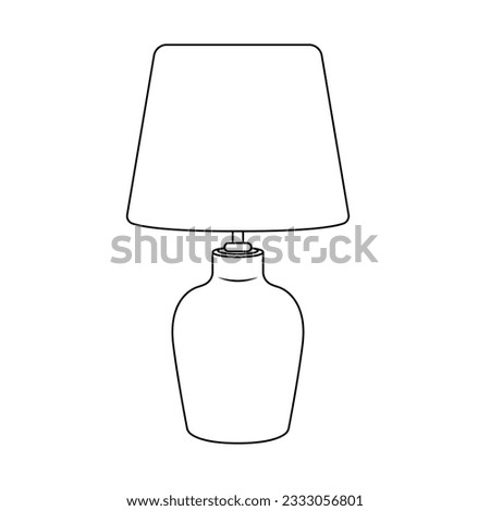 Table Lamp Outline Icon Illustration on White Background