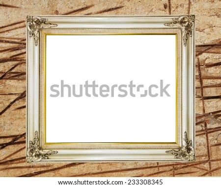 Blank old vintage frame on wooden wall background