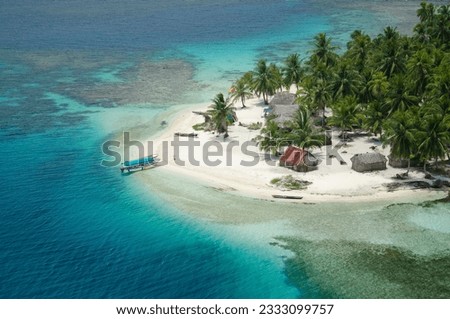 Aerial view of a tropical island, San Blas, Panama. - stock photo Royalty-Free Stock Photo #2333099757