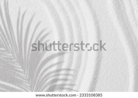 Zen garden,Sand texture with palm leaves shadow on spiritual pattern,Japanese Zen style of white sand surface with coconut leaf shadow on line wave, Harmony,Meditation,Zen like concept,Simplicity Day