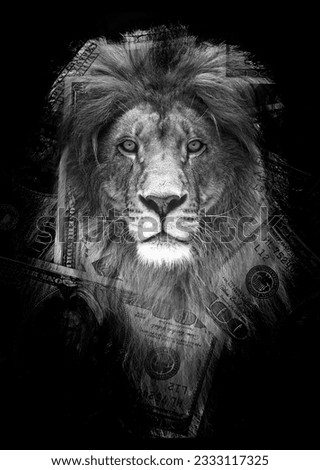 Dollar Lion Black White Creative Royalty-Free Stock Photo #2333117325