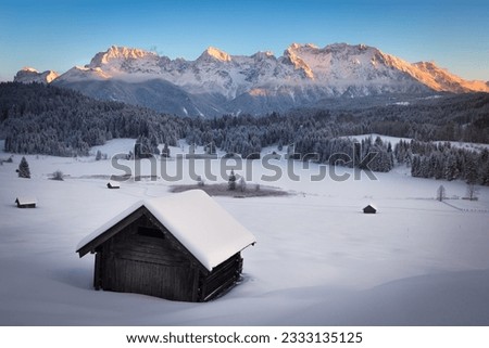 Geroldsee at wintertime, Bavarian Alps, Germany Royalty-Free Stock Photo #2333135125