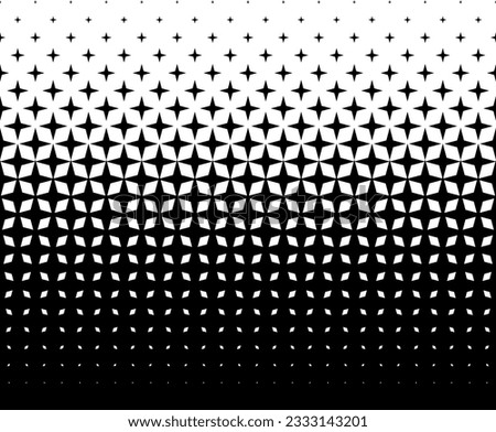 Geometric pattern of black stars on a white background.Seamless in one direction.Average fade out. Royalty-Free Stock Photo #2333143201