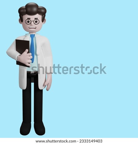 3D rendering of a cartoon doctor character. illustration of Male Doctor.presentation clip art.
