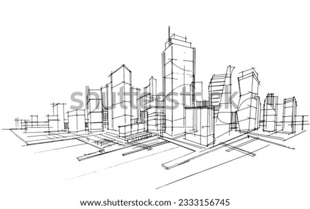 line drawing of large city building,a line drawing Using interior architecture, assembling graphics, working in architecture, and interior design, among other things.,house interior or interior design Royalty-Free Stock Photo #2333156745