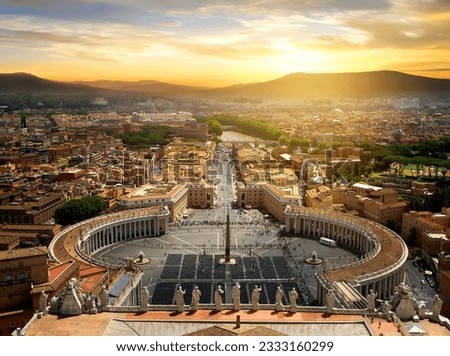 View on Vatican city from the top at sunset, Italy