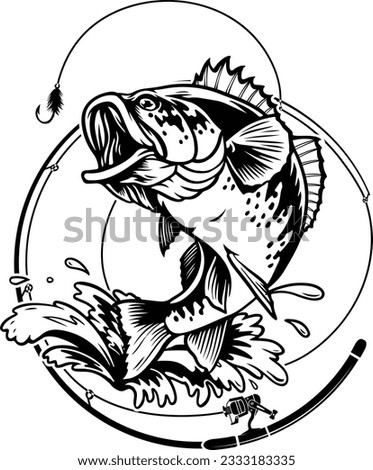 Fishing logo, Bass Fishing symbol, Fishing t shirt deisgn