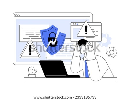 Breach detection abstract concept vector illustration. IT specialist having data breach, computing industry in danger, cybersecurity threat, hacker attempt to steal information abstract metaphor. Royalty-Free Stock Photo #2333185733