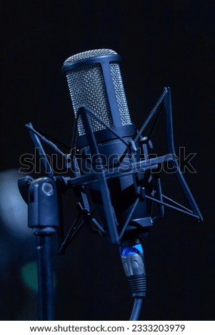 Image of a studio condenser microphone on a microphone stand
