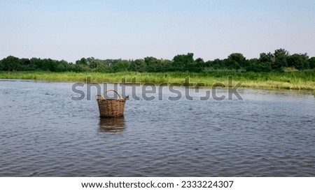 Baby Moses basket in the middle of the river Passover Story Royalty-Free Stock Photo #2333224307