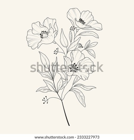 Line drawing flower vector illustration