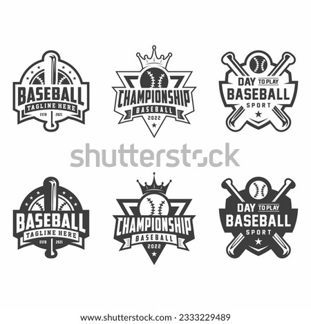 Baseball logo, emblem set collection, design template on light background