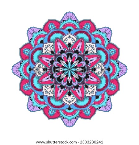 Ornate colorful mandala. Vector illustration isolated on white background
