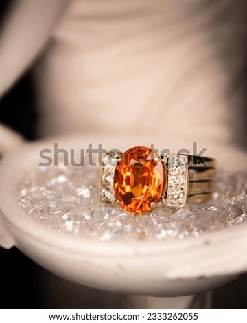 Luxury garnet and diamond gold ring Royalty-Free Stock Photo #2333262055