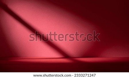 Abstract red studio background for product presentation. Backdrop with shadows of window for display product. Royalty-Free Stock Photo #2333271247
