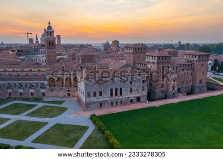 Sunset view of Castle of Saint George in Italian town Mantua.